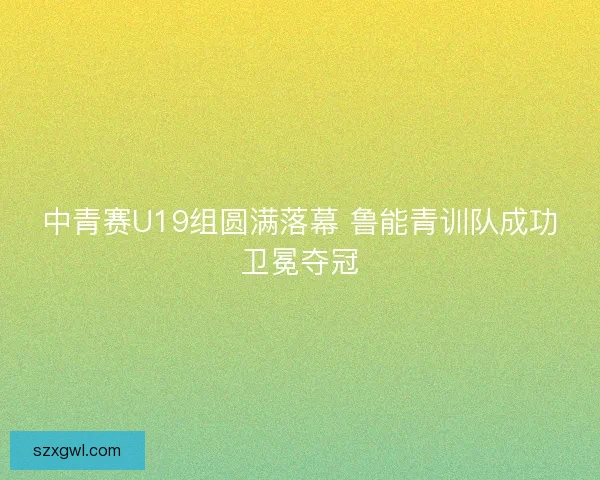 中青赛U19组圆满落幕 鲁能青训队成功卫冕夺冠